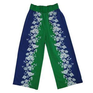 Kourt S Floral Print Wide Leg Pants with Elastic Waist and Side Pockets.